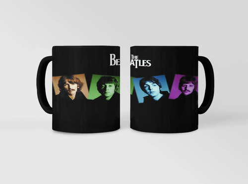 Taza Mágica De The Beatles - Bandas De Rock 02 Negro The Beatles 02