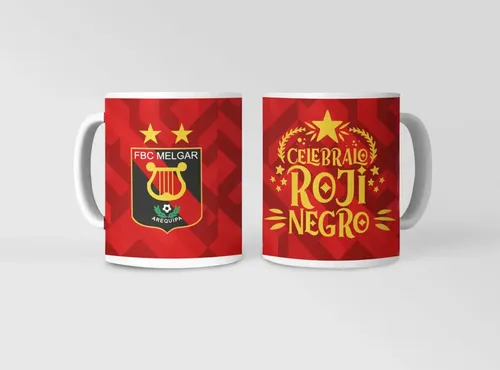 Taza Fbc Melgar Arequipa Rojinegro - Futbol Peruano Blanco