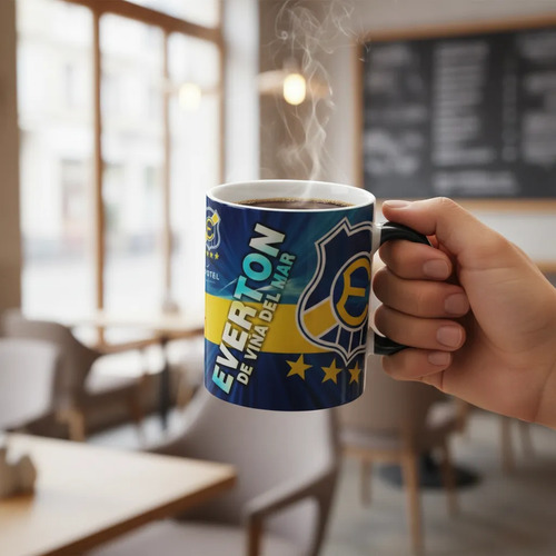 Taza Mágica Everton De Viña Del Mar - Futbol Chileno Negro Fútbol