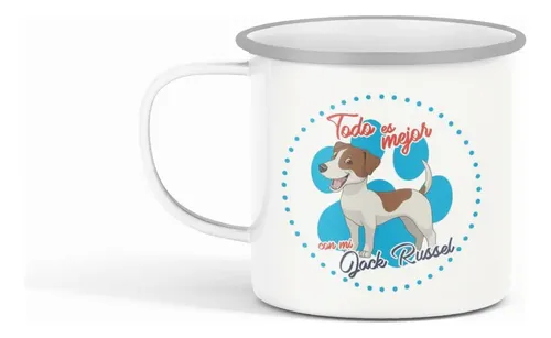 Taza Enlozada Jack Russell - Energía Y Vitalidad. Blanco Regalo Jack Russell