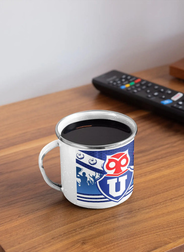 Taza Lechero Enlozado Universidad De Chile Fútbol Bulla Blanco Regalo
