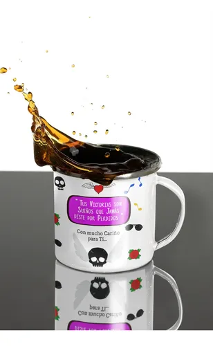 Taza Enlozada Estrella De Rock Femenina - Riffs Y Rebeldía Blanco Regalo
