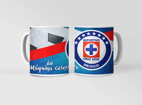 Taza Cruz Azul Máquina Celeste - Futbol Mexicano Blanco