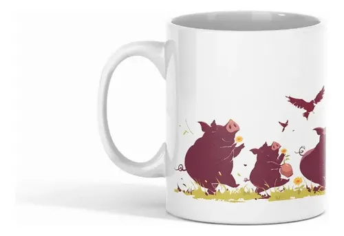 Taza Jabalíes Felices ¡día De Campo En El Bosque! Blanco