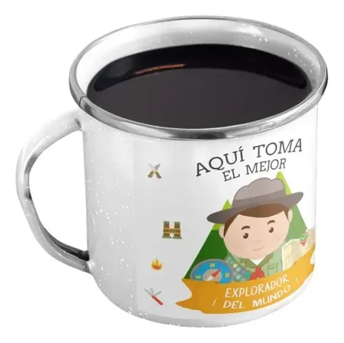 Taza Enlozada Scout - Aventuras Y Naturaleza Blanco