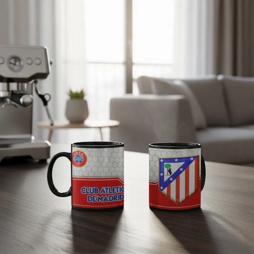 Taza Magica Club Atletico De Madrid Futbol Español Negro Fútbol
