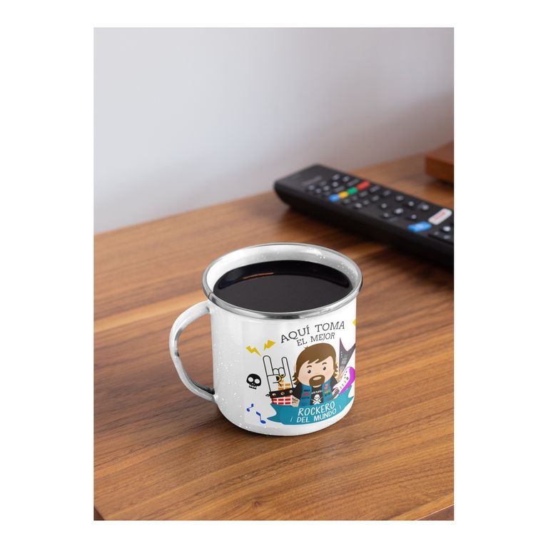 Taza Enlozada Guitarra y Grit - Rock Puro