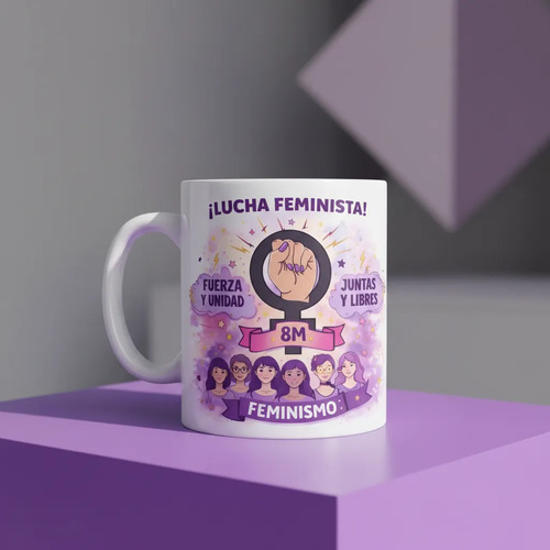 Taza Feminista 8m Lucha Feminista 350 Ml Blanco