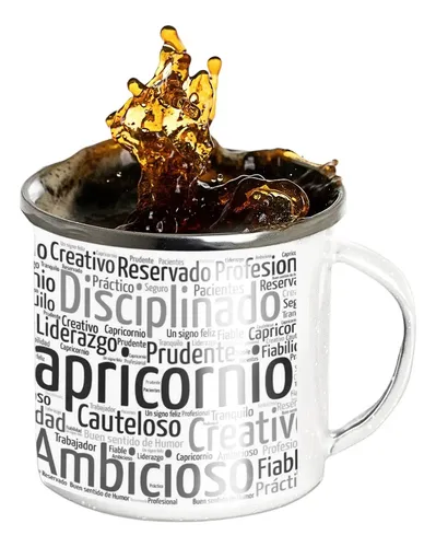 Taza Enlozada Capricornio - Disciplina Y Responsabilidad Blanco Signos Zodiaco
