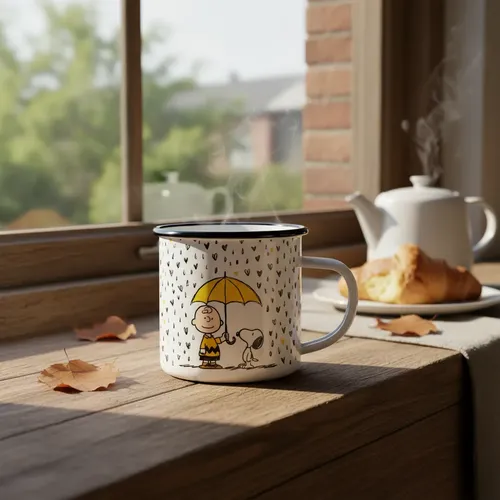 Taza Cilíndrica Lechero 300 Ml Snoopy Gris Snoopy