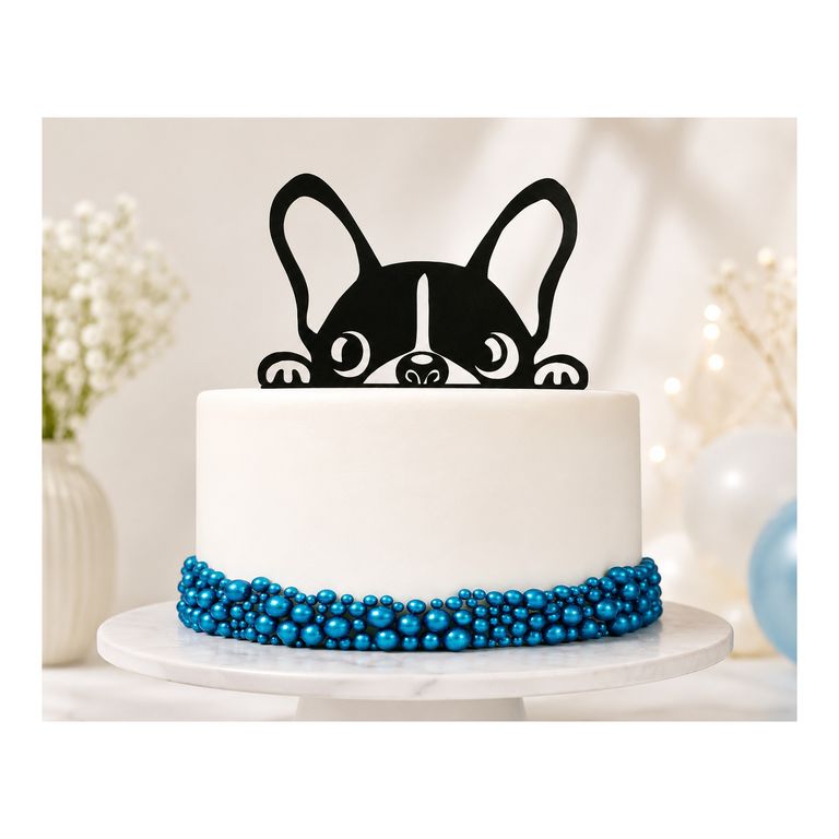 Topper Bulldog Francés para Torta Cumpleaños Fiesta