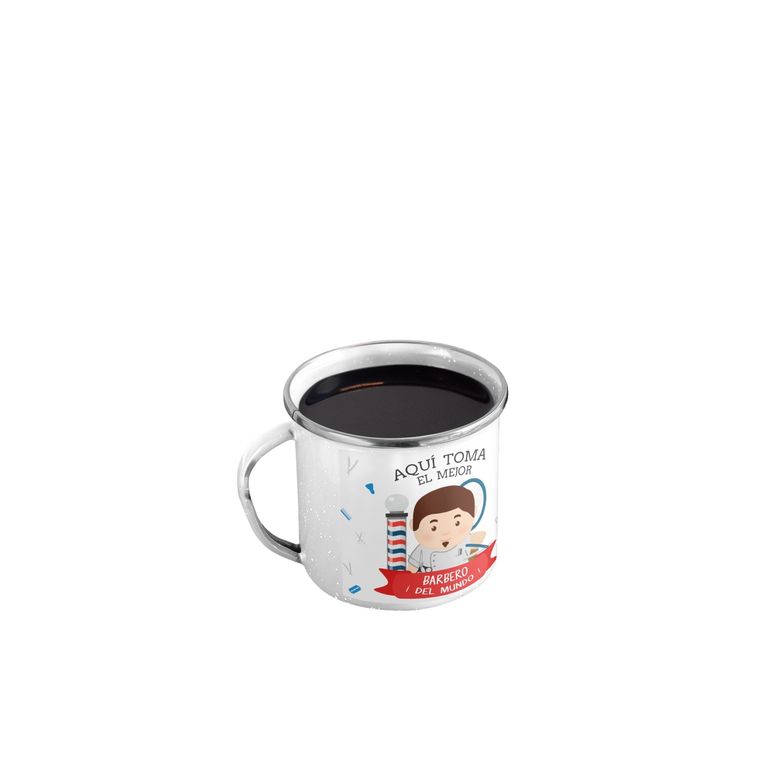 Taza Enlozada Entre Navajas y Café - Arte de Barbero