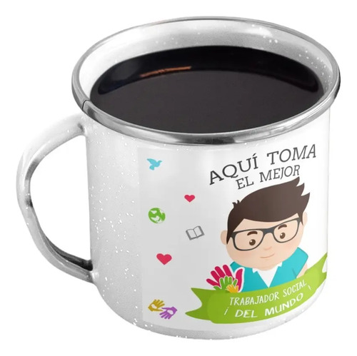 Taza Enlozada Entre Ayuda Y Aromas De Café Trabajador Social