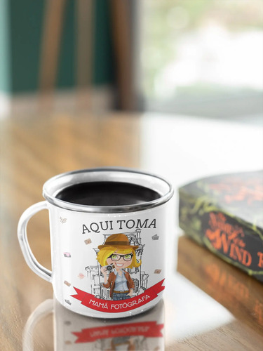Taza Enlozada Lentes Y Sueños - Mamá Fotógrafa Blanco Mamá Fotógrafa