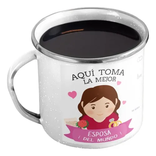Taza Enlozada Esposa - Amor En Cada Sorbo Blanco Amor En Cada Sorbo