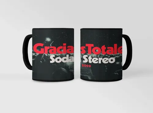Taza Mágica De Soda Stereo - Gracias Totales- Bandas De Rock Negro Gracias