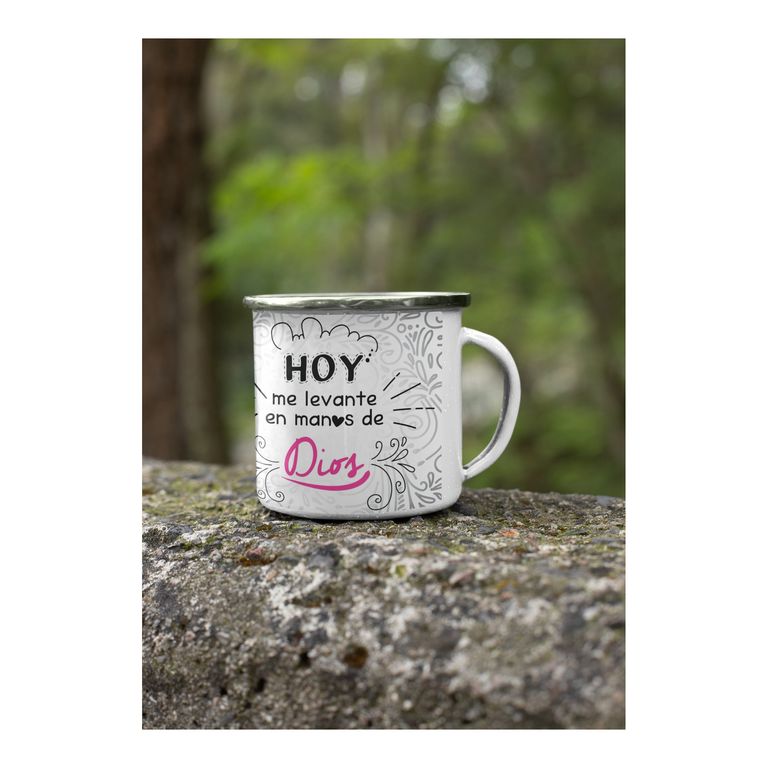 Taza Enlozada Sentido Cristiano Hoy me Levanto con Dios