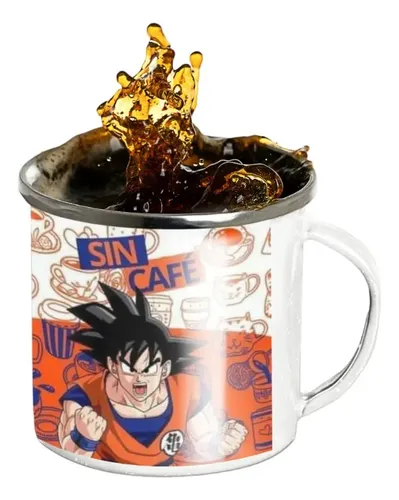 Taza Enlozada Goku De Dragon Ball Energía En Cada Sorbo Blanco Dragon Ball