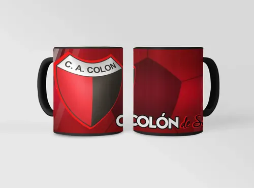 Taza Equipo De Fútbol Argentino Colón De Santa Fe Sabalera Negro