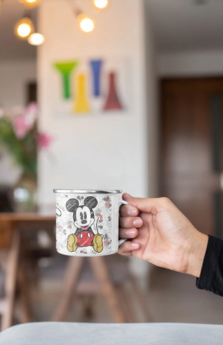Taza Enlozada Mickey Mouse - Icono De Alegría Blanco Mickey Mouse Icono De
