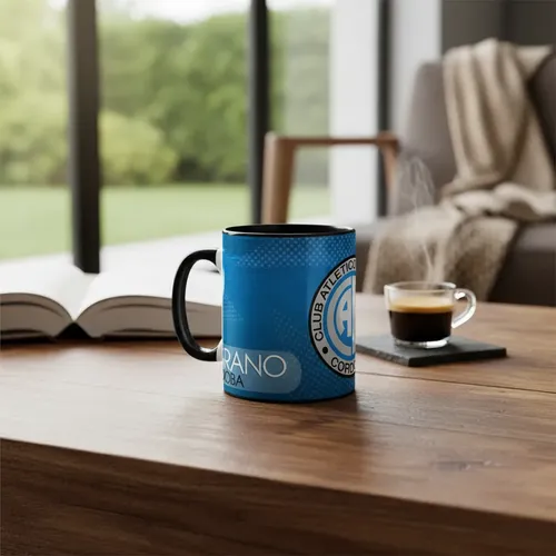 Taza Equipo De Fútbol Argentino Belgrano Garra Pirata Negro
