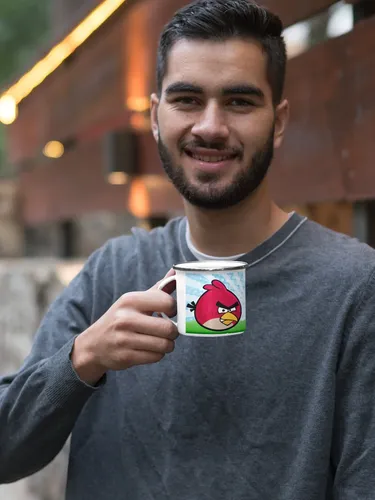 Taza Enlozada Angry Birds - Juego En Vuelo Blanco Regalo