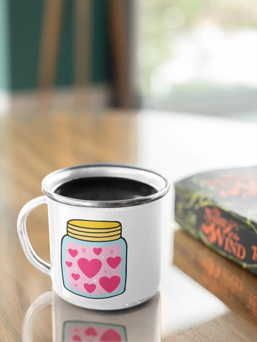 Taza Enlozada Amor En Conserva - Ingredientes Del Corazón Blanco Regalo