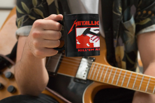 Taza Mágica De Metallica - Bandas De Rock 03 Negro Metálico