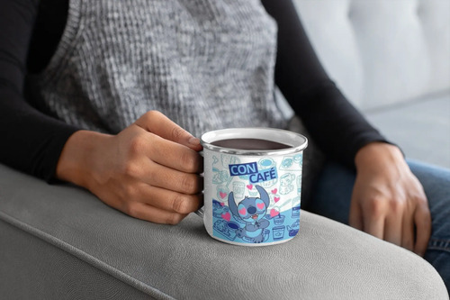 Taza Enlozada Lilo Y Stitch Aventuras Tropicales En Desayuno Blanco Lilo Y