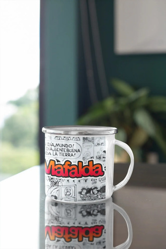 Taza Enlozada Mafalda - Pensamientos Y Preguntas Blanco Mafalda