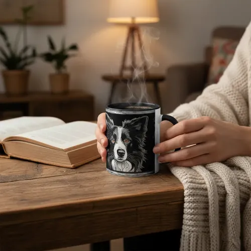 Taza Mágica Border Collie Inteligente Y Leal Negro Mascota