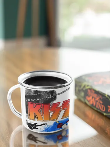Taza Enlozada Kiss Bandas De Rock Blanco Kiss Bandas De Rock