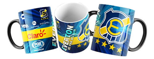 Taza Mágica Everton De Viña Del Mar - Futbol Chileno Negro Fútbol
