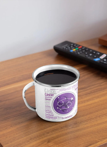 Taza Enlozada Cáncer - Intuición Y Protección Blanco