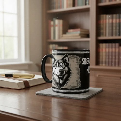 Taza Mágica Mascota Siberian Husky Belleza Y Vitalidad Negro Mascota