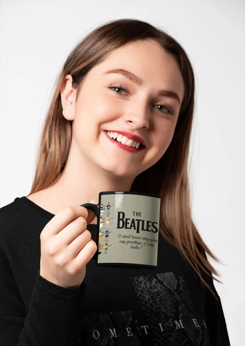 Taza Magica The Beatles Hello, Goodbye Bandas De Rock Negro The Beatles