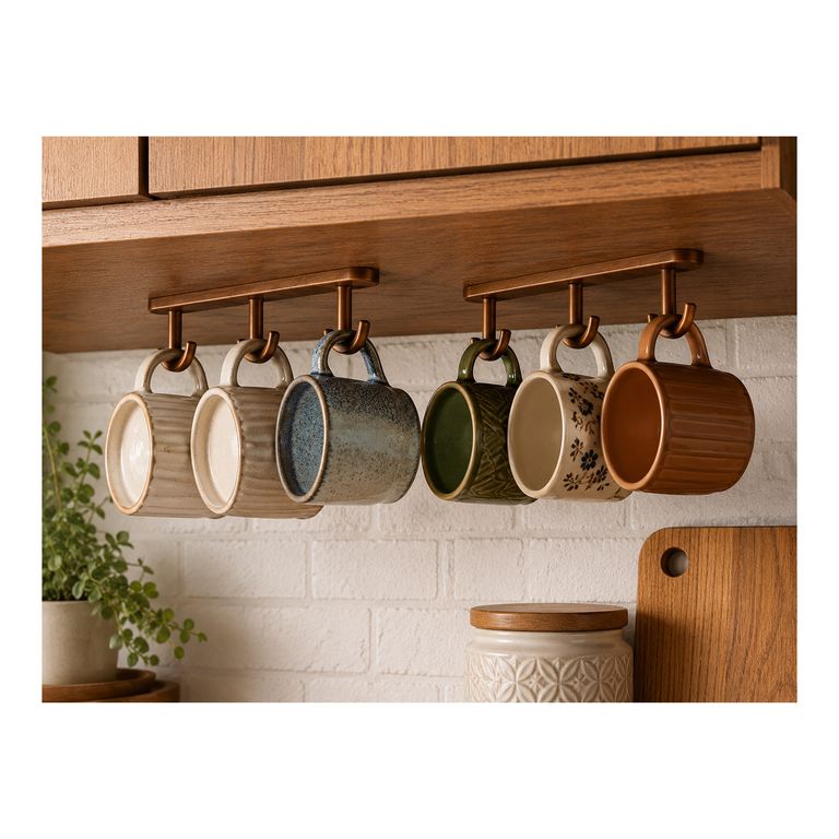 Soporte Tazas Bajo Mueble 2 Ganchos Cocina Organizador