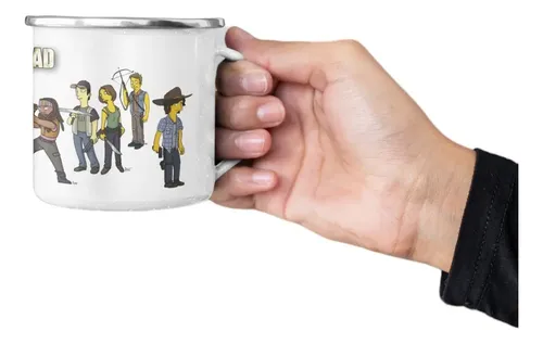 Taza Enlozada Héroes Y Zombis - The Walking Dead Blanco Héroes Y Zombis