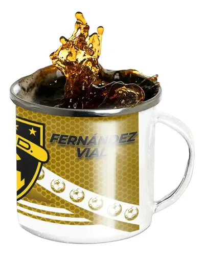 Taza Lechero Enlozado Club Fernández Vial Fútbol Chileno Negro Regalo Club