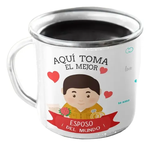 Taza Enlozada Amor Y Aventuras - Esposo Blanco Parejas