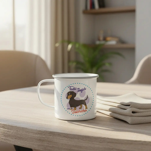 Taza Enlozada Salchicha - Encanto Dachshund. Blanco Dachshund Regalo Mascota