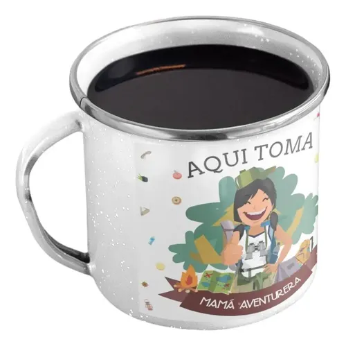 Taza Enlozada Mamá Aventurera - Explora Y Sueña Blanco Mamá Aventurera