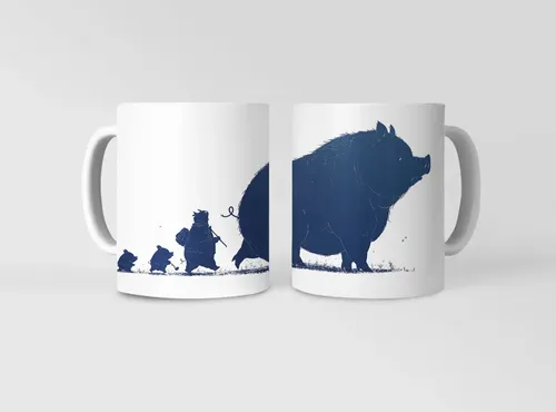 Taza Jabalíes Minimalistas ¡diseño Único Y Elegante! Blanco