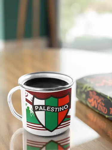 Taza Lechero Enlozado Club Deportivo Palestino Fútbol Chile Blanco Club
