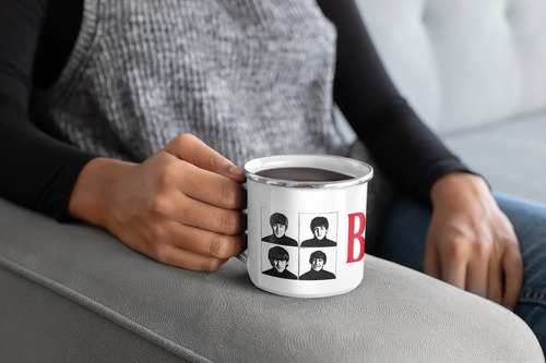 Taza Enlozada The Beatles Música Y Leyenda Del Rock Blanco The Beatles Regalo