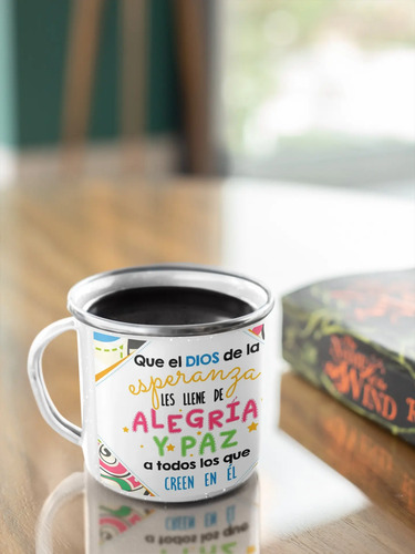 Taza Enlozada Motivo Religioso Blanco Taza Enlozada Motivo Religioso