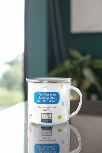 Taza Enlozada Comunicando Y Cafeteando Relacionista Publico