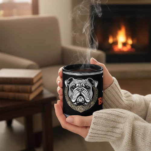 Taza Mágica Bulldog Inglés Fidelidad Y Encanto Negro Mascota