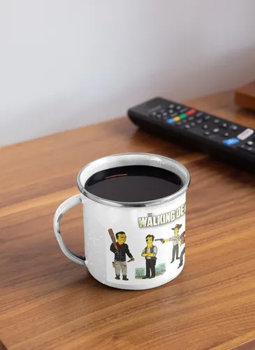 Taza Enlozada Héroes Y Zombis - The Walking Dead Blanco Héroes Y Zombis