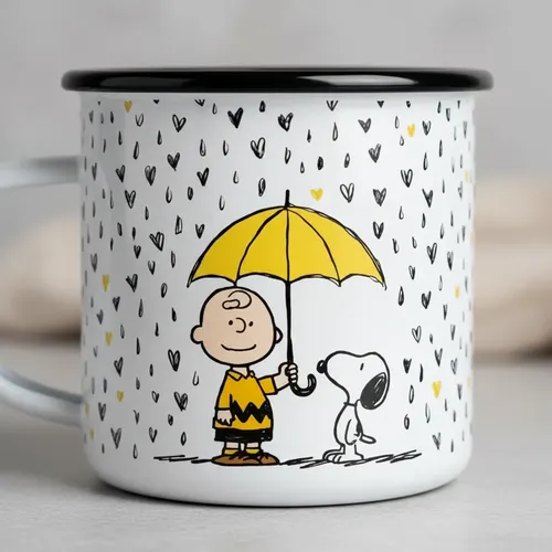 Taza Cilíndrica Lechero 300 Ml Snoopy Gris Snoopy